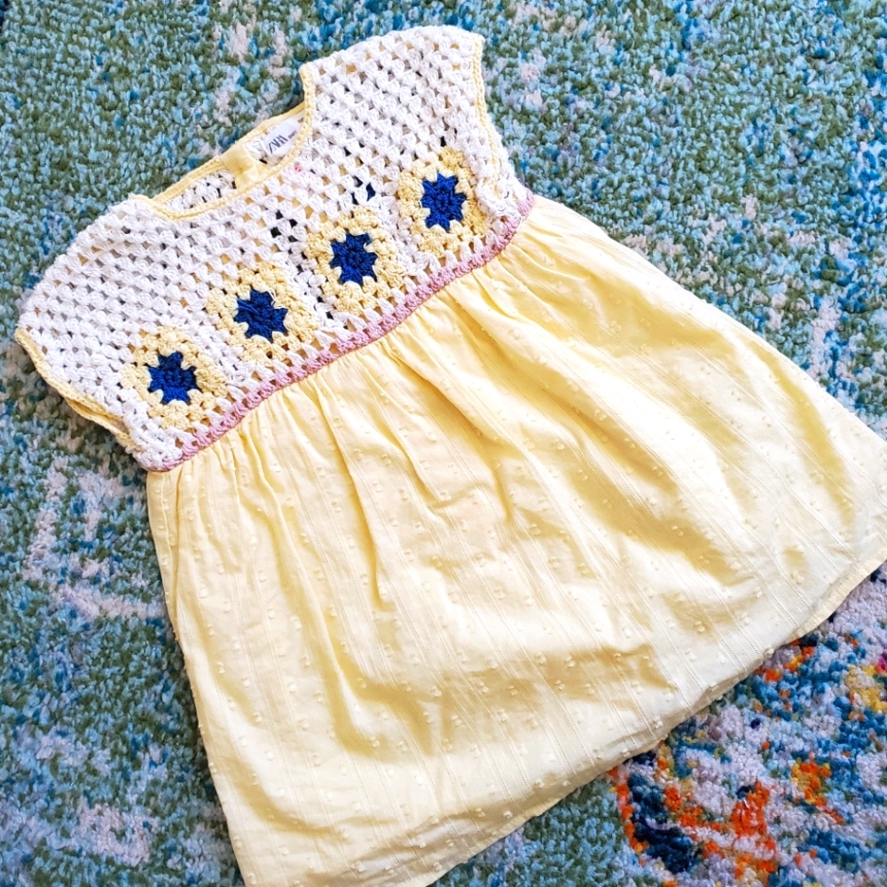Zara Baby Yellow Crochet Dress, 12-18mths